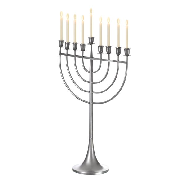 Vintiquewise Modern Solid Metal Judaica Hanukkah Menorah 9 Branched Candelabra, Aluminum Finish Medium QI004119.AL.M